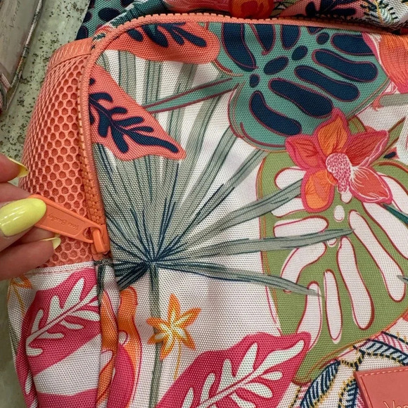 NWOT Vera Bradley Lunch Box and Draw String Backpack SET in Coral Pink Tropical main image 9